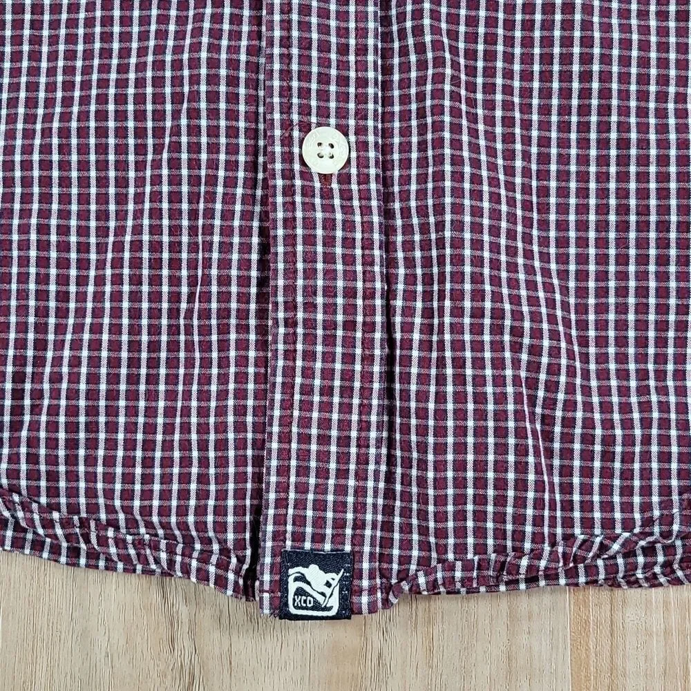 🧡Exceed Maroon Plaid Buttoned Short Sleeve Shirt Small